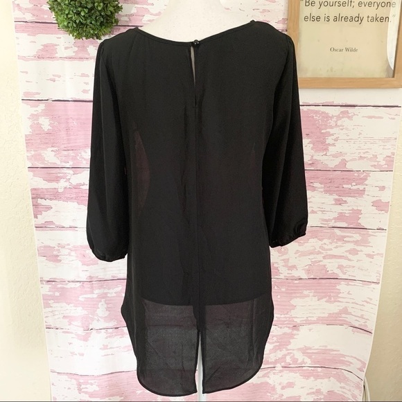 I.N STUDIO Red Black Chevron Print Lace Blouse S - Picture 6 of 6